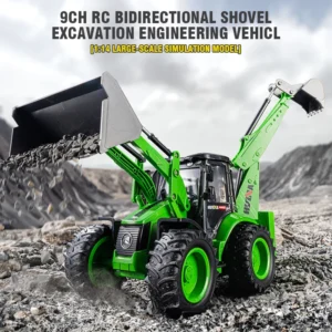 1/14 Remote Control Backhoe Loader Excavator Two-Way Forklift Sound and Light Simulation Trailer Engineering Vehicle Toy for Boy