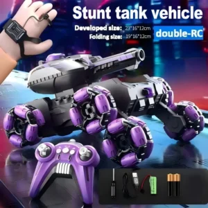 4-6 Wheel Stunt RC Car 2.4G Transformable Robot Tank Toy with LED Light Rotating Drift for Boys And Girls Outdoor Playtime Gift