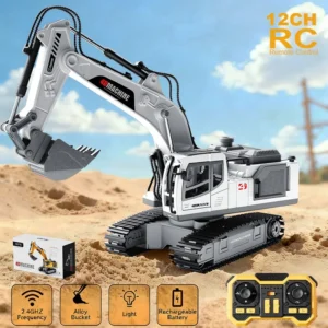 New 1/16 RC Excavator Truck Alloy 12CH Engineering Vehicle Sound Lighting 360 Degree Rotation Car Kids Toys Boy Birthday Gift