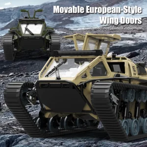 2.4G Wireless RC All-Terrain Off-Road Vehicle & Tracked Tank - 360° Spin in Place, Simulated Movable Hatch | Toy for Boys